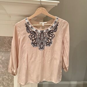 Miami Blush Top with Black Embroidery